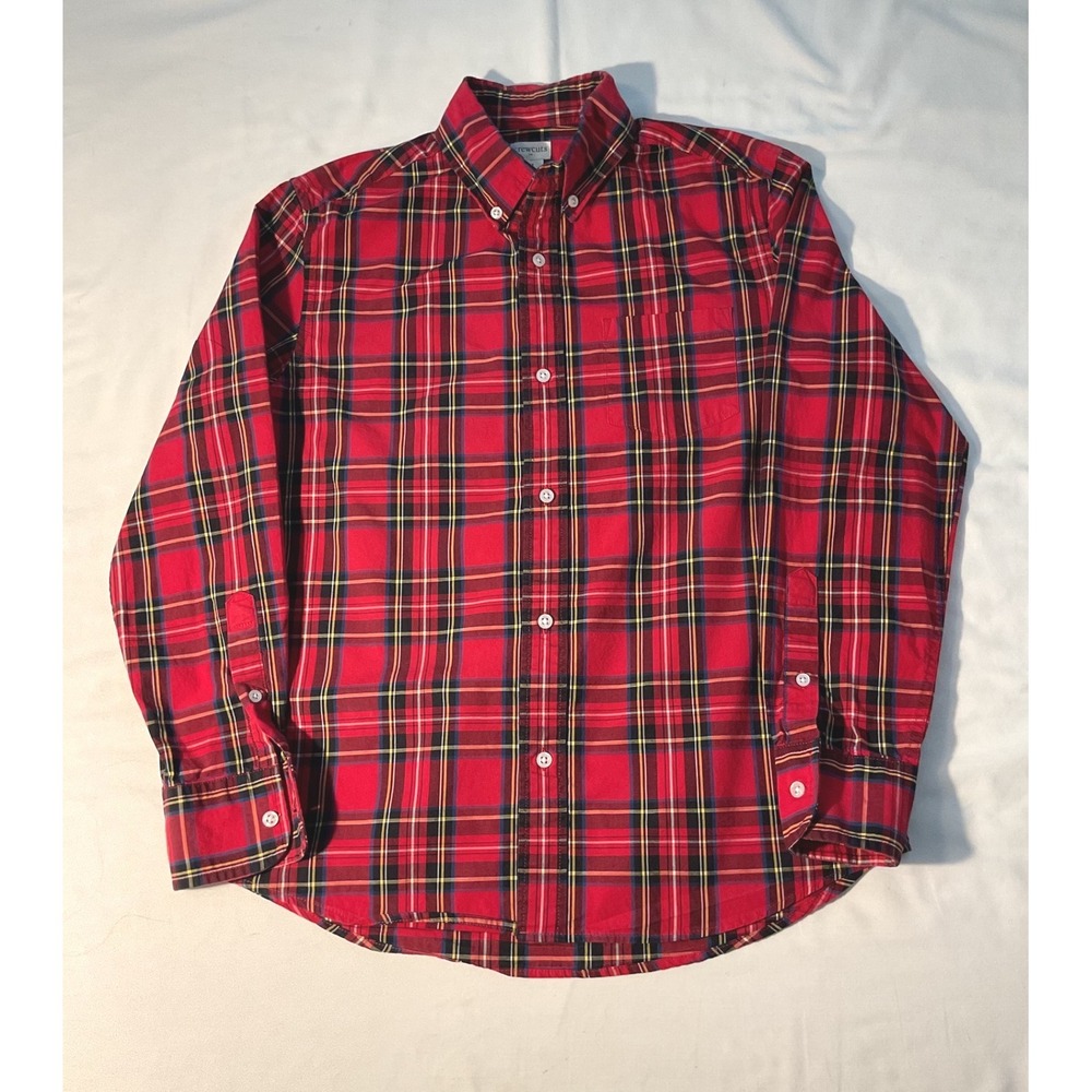 Crewcuts J.Crew Boys Red Tartan Plaid Button Down Shirt Size 12 Long Sleeve